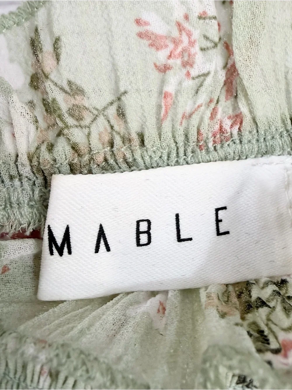 MABLE Light Green Pink Floral Print Smocked Midi Stretchy Tube Dress Size Small - Picture 6 of 11
